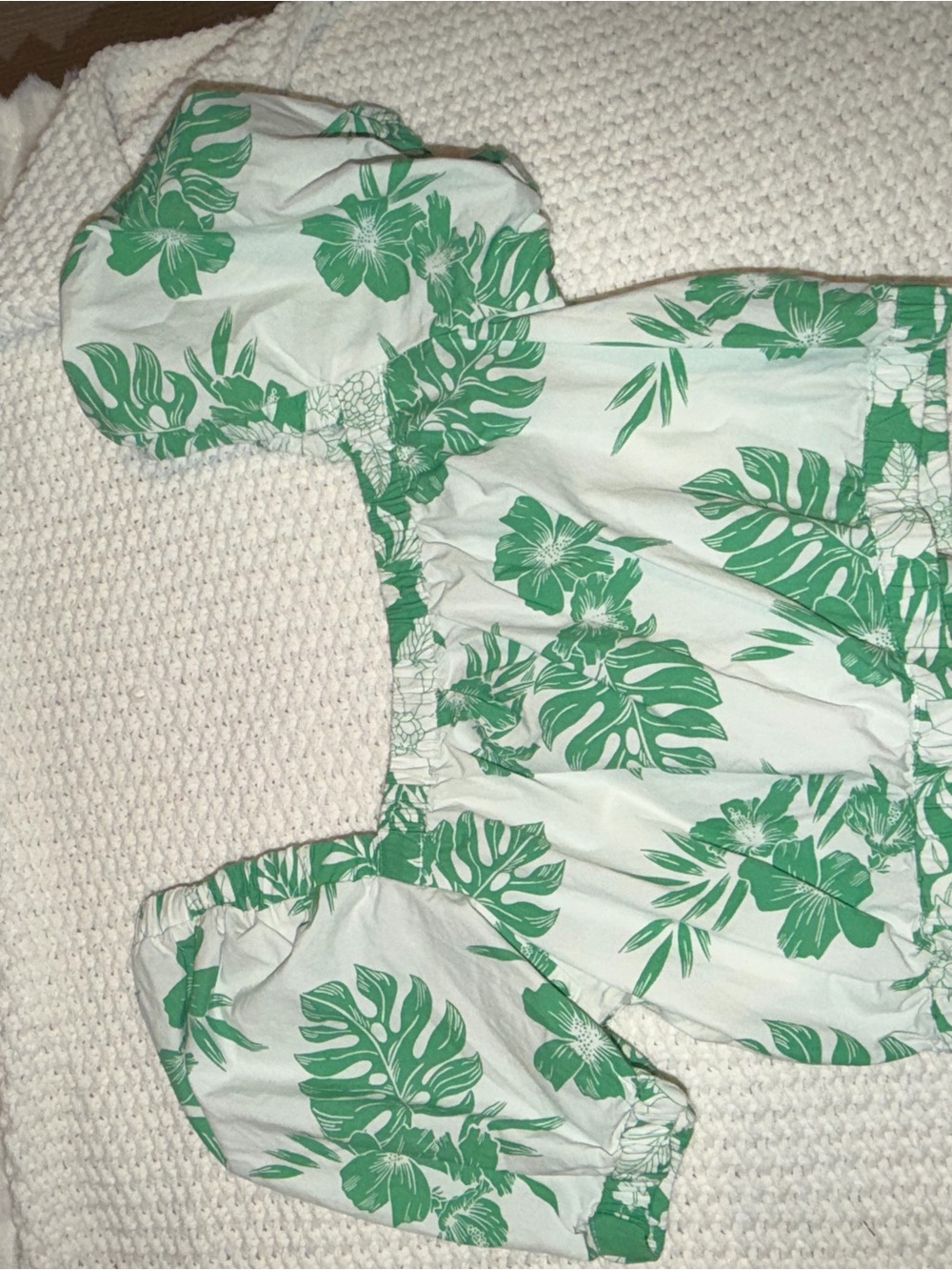 American Eagle Outfitters White Top with Green Floral Print